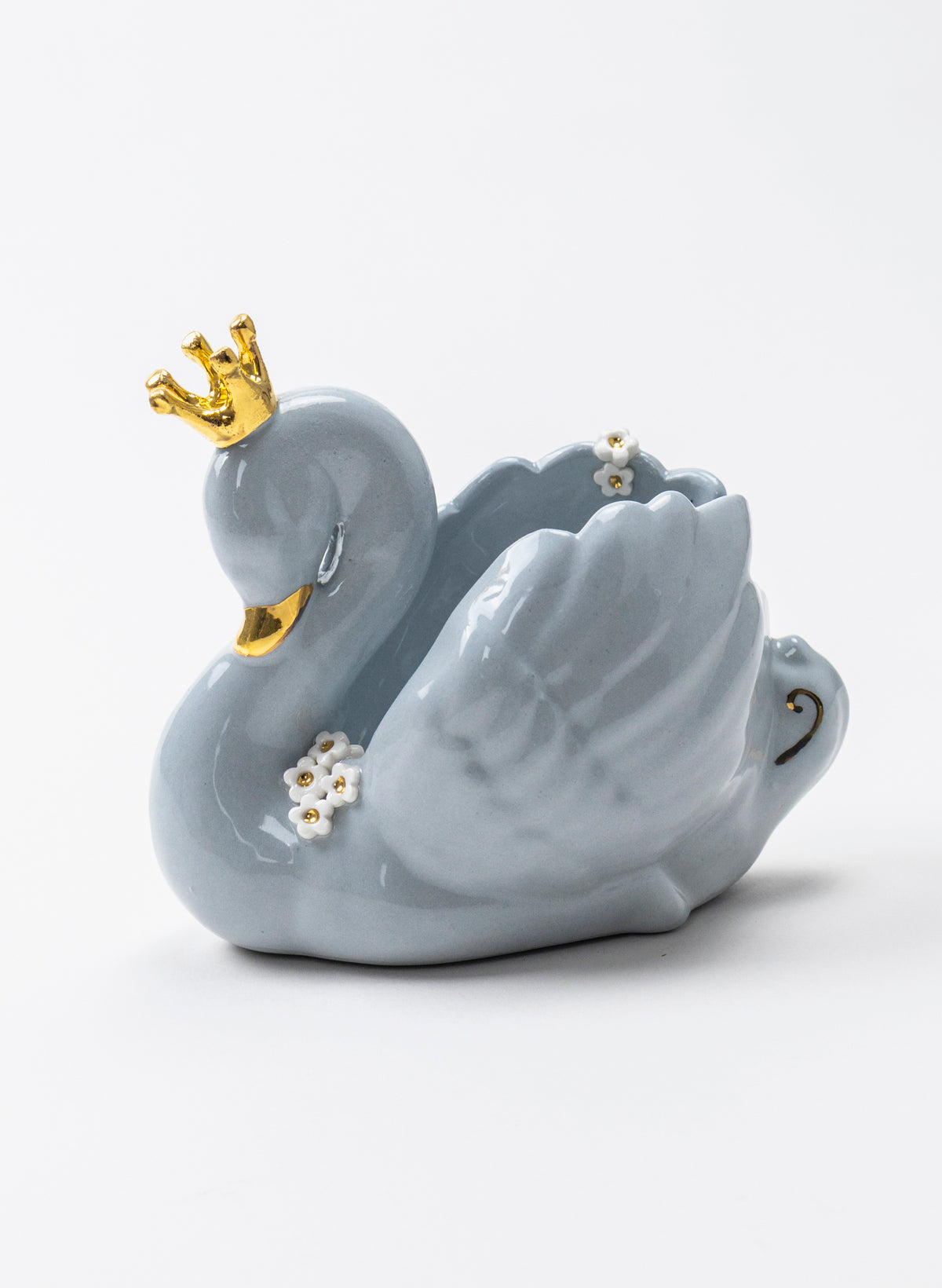Powder Blue Swan with Golden Crown