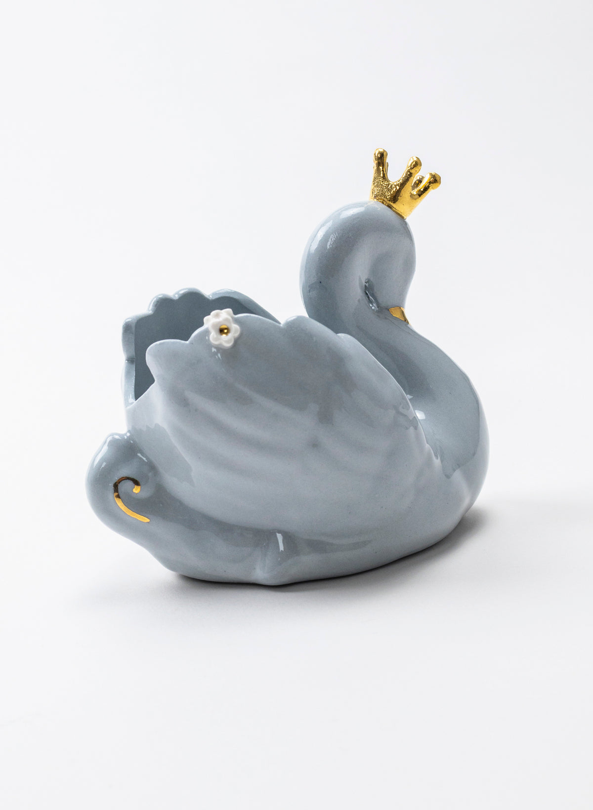 Powder Blue Swan with Golden Crown