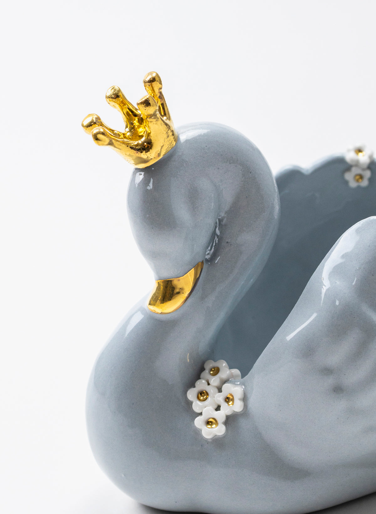 Powder Blue Swan with Golden Crown