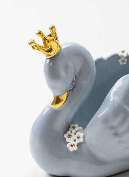 Powder Blue Swan with Golden Crown