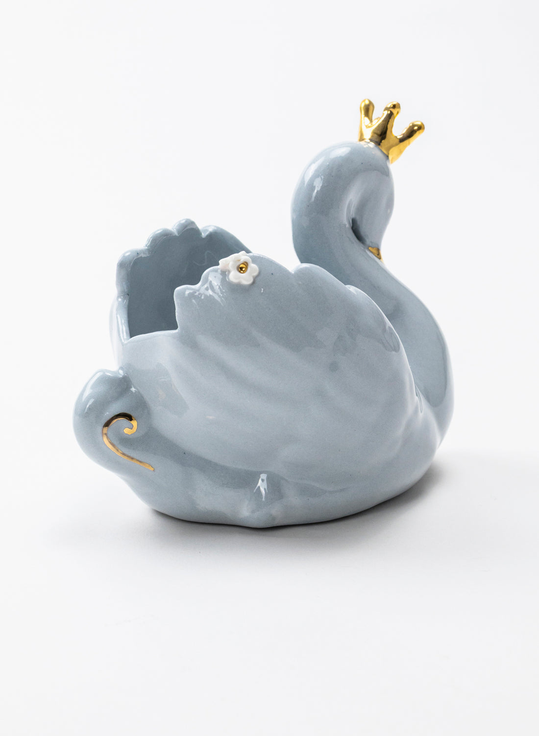 Powder Blue Swan with Golden Crown