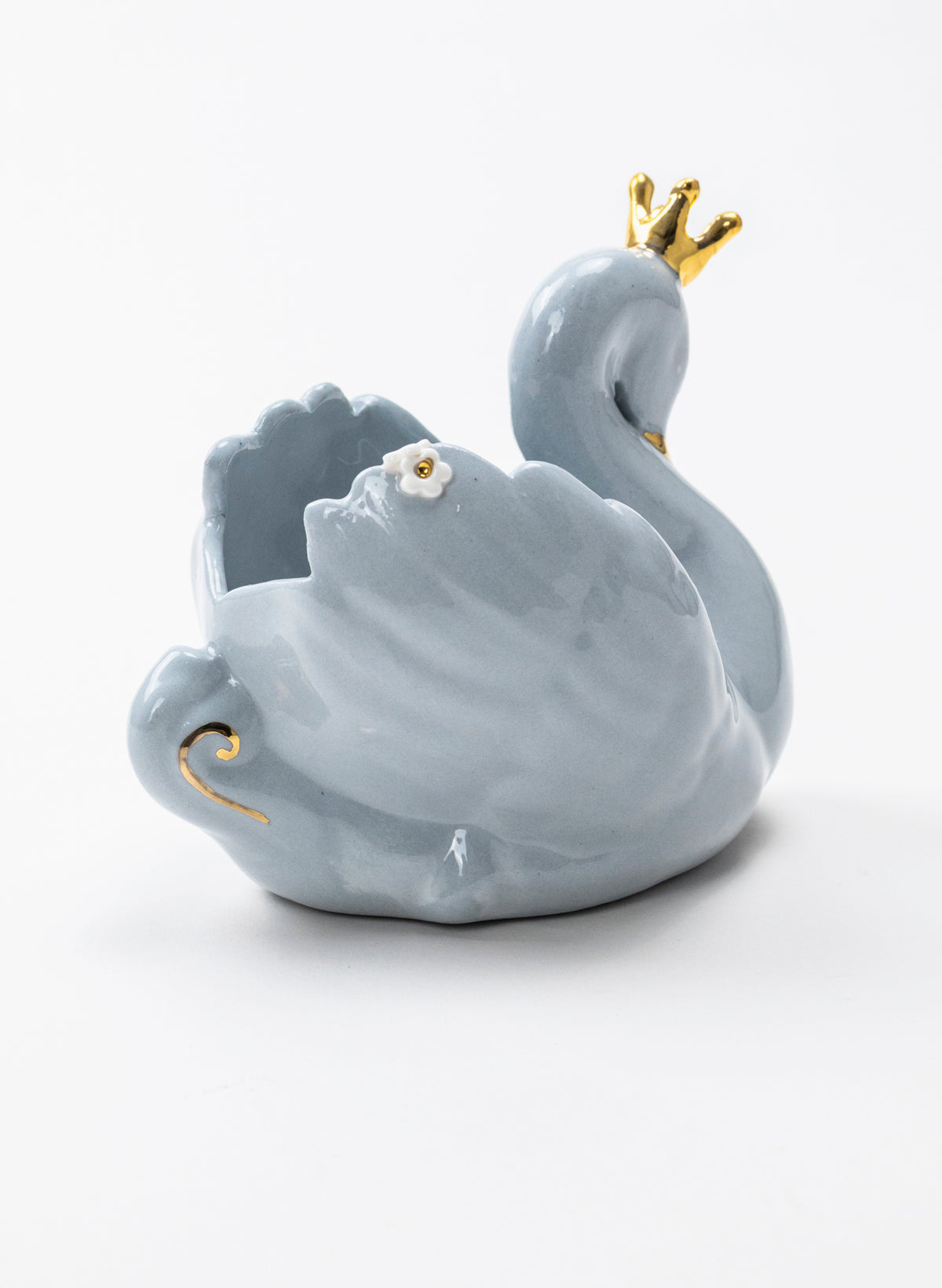 Powder Blue Swan with Golden Crown