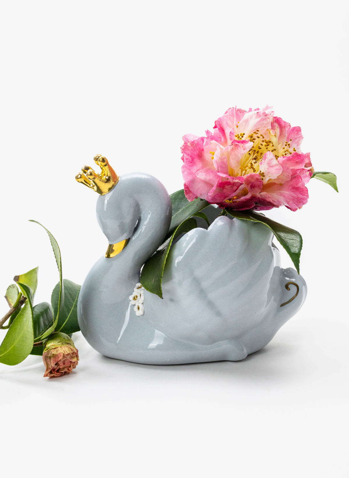 Powder Blue Swan with Golden Crown