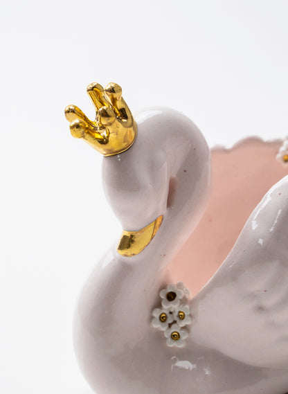 Light Pink Swan with Golden Crown