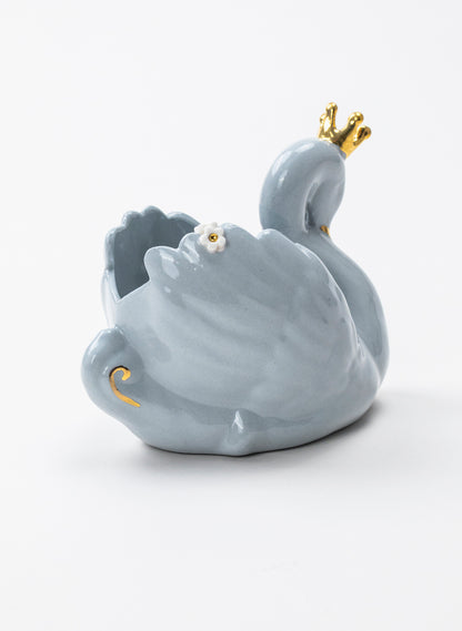 Powder Blue Swan with Golden Crown
