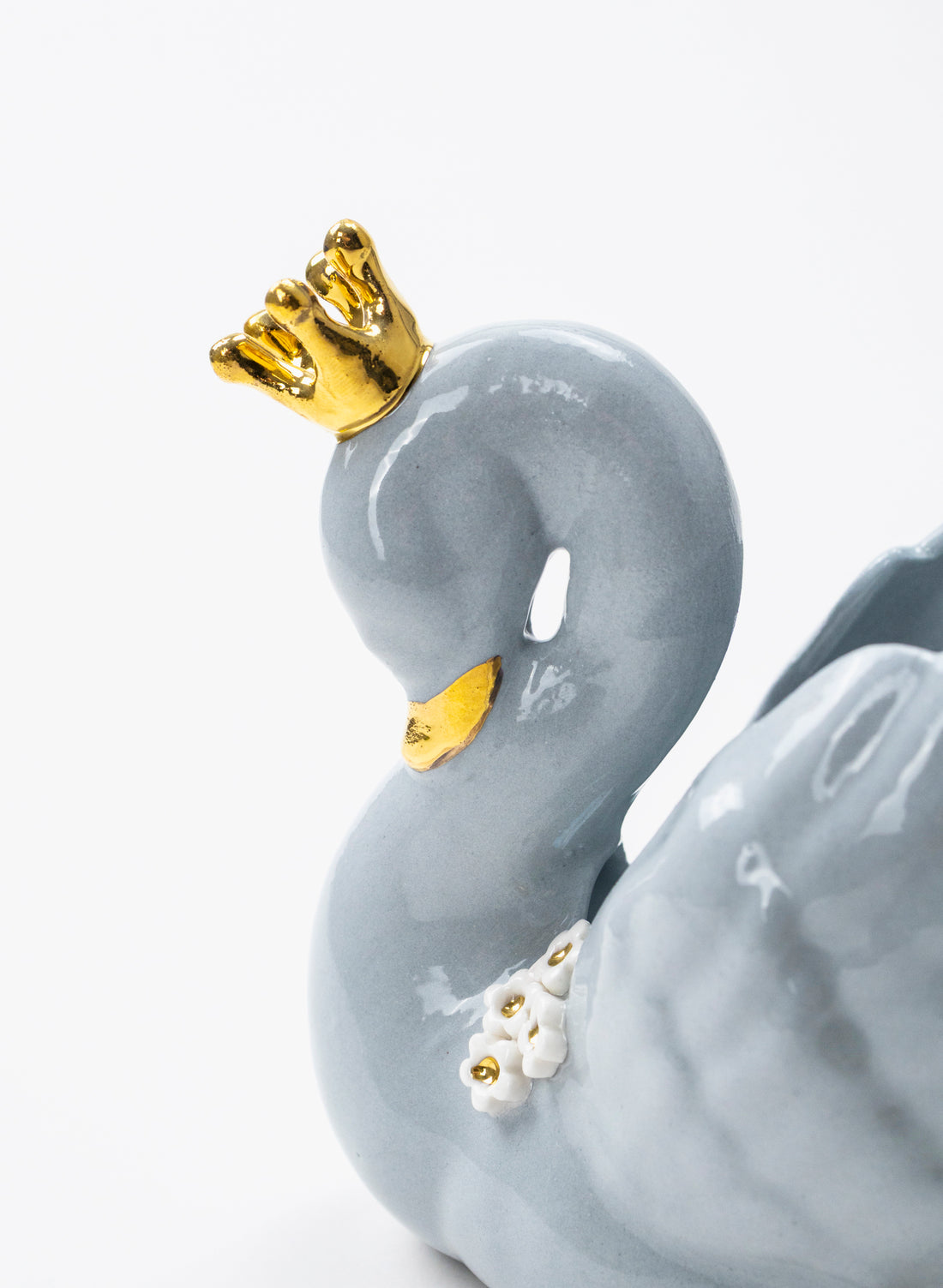 Powder Blue Swan with Golden Crown