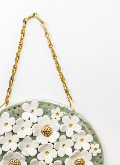 Floral Wall Plate on Chain