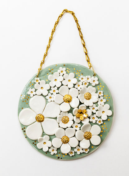 Floral Wall Plate on Chain