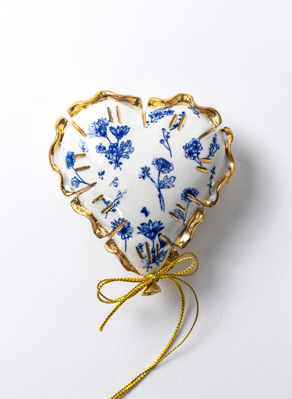 Blue and Gold Mini Ceramic Balloon