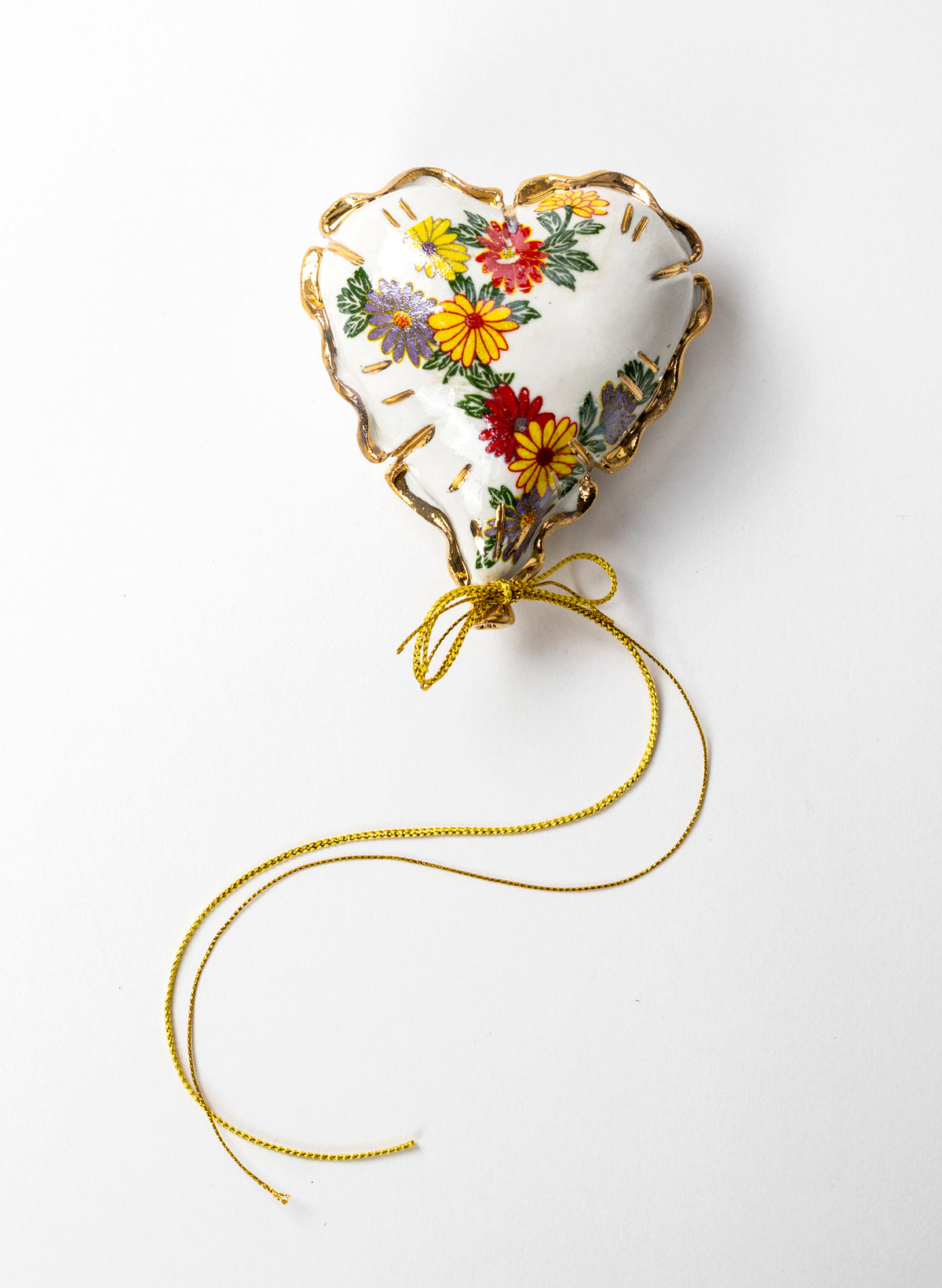 Floral and Gold Mini Ceramic Balloon