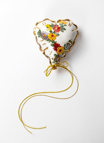 Floral and Gold Mini Ceramic Balloon