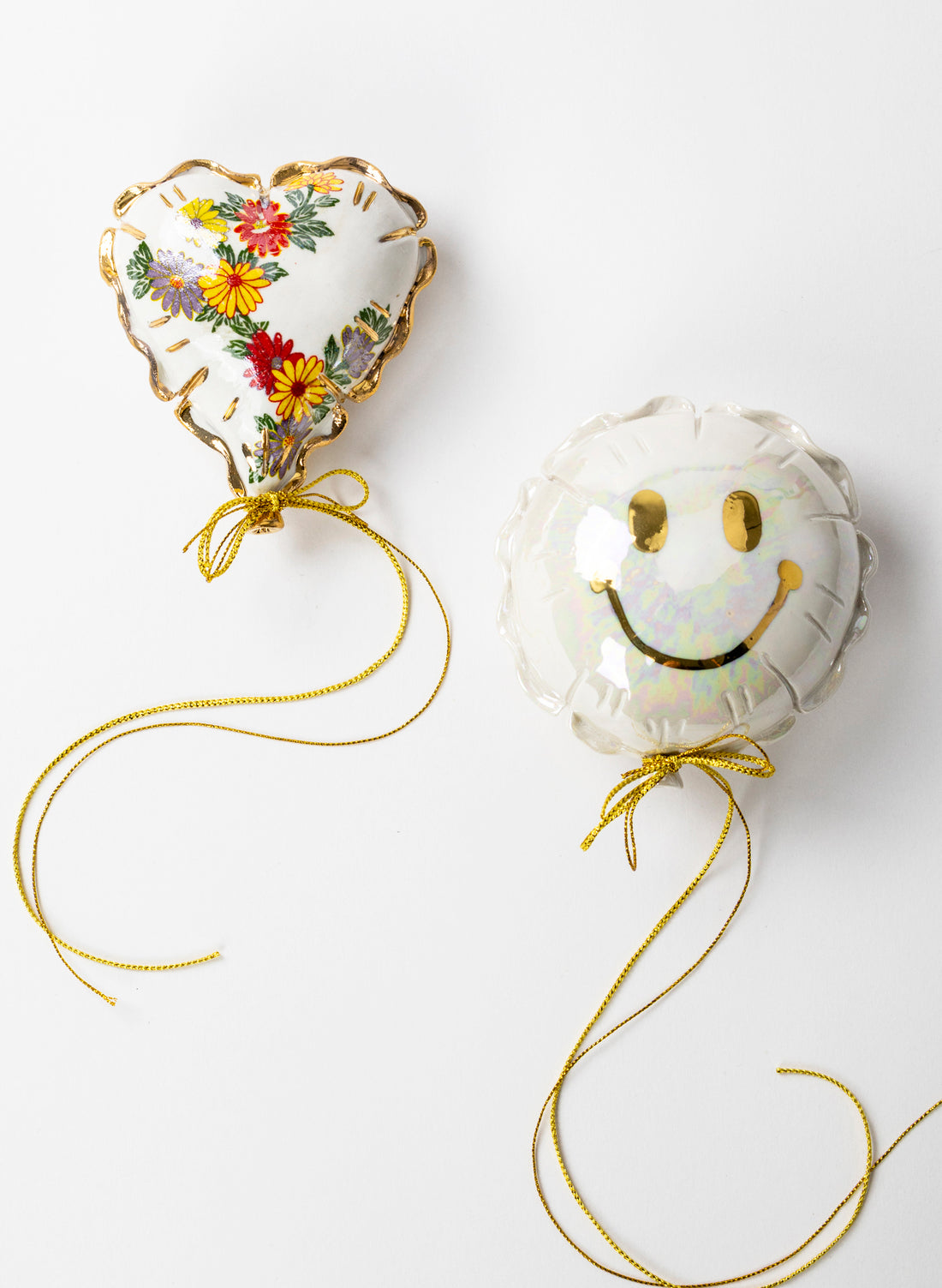 Floral and Gold Mini Ceramic Balloon