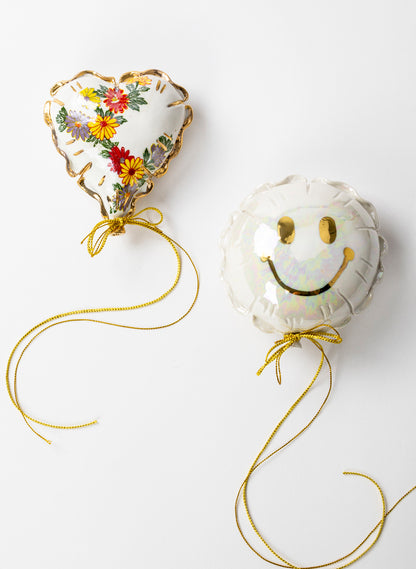 Floral and Gold Mini Ceramic Balloon