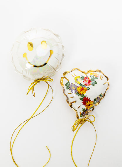 Floral and Gold Mini Ceramic Balloon
