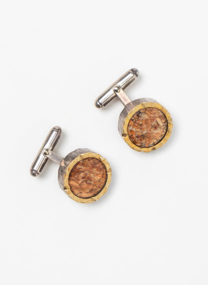 ROUND FOSSIL CUFFLINKS