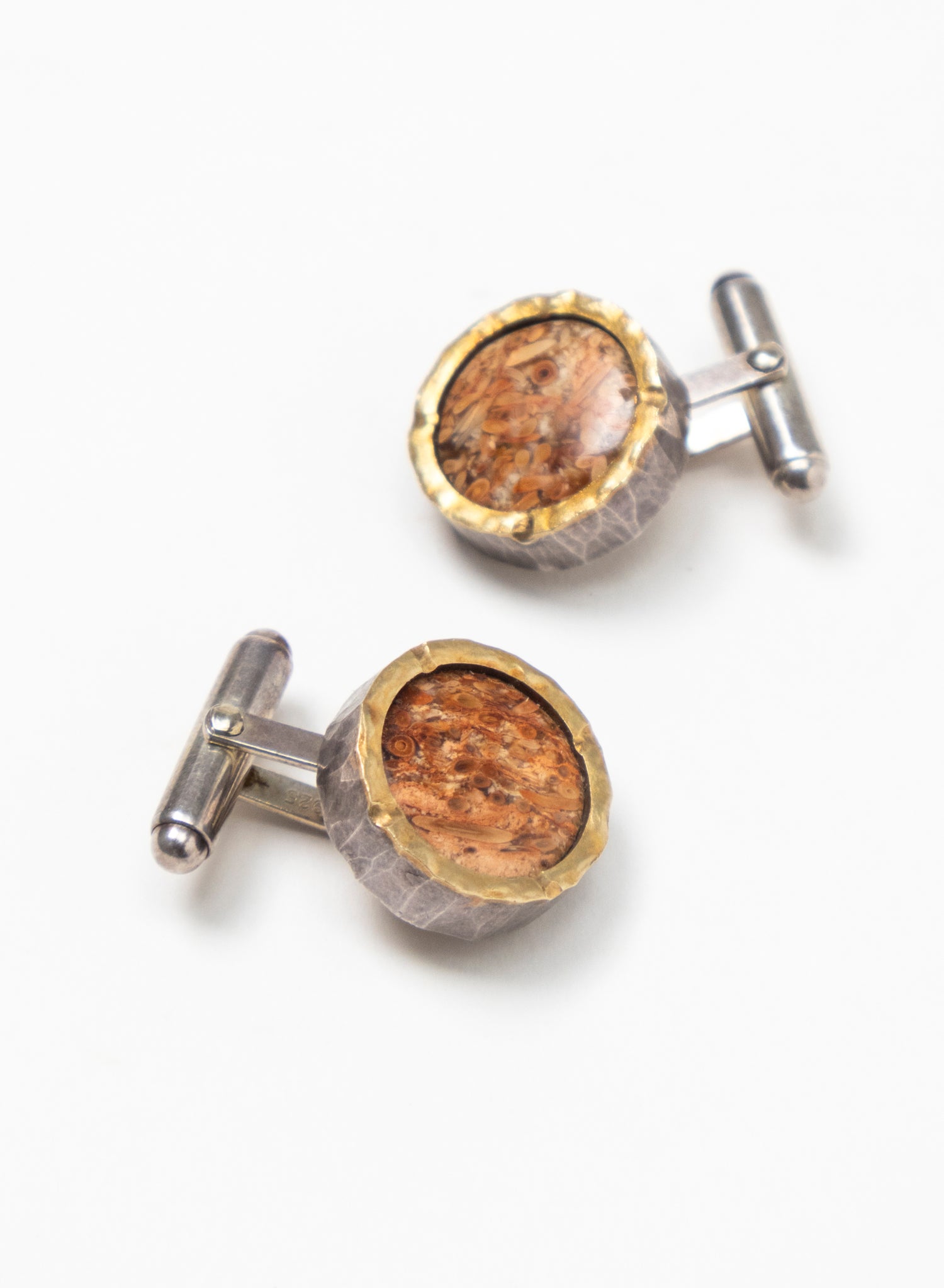 ROUND FOSSIL CUFFLINKS
