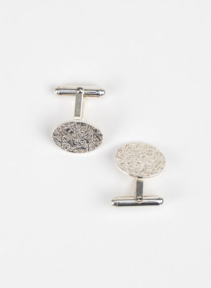 Silver Oval Texture Cufflinks