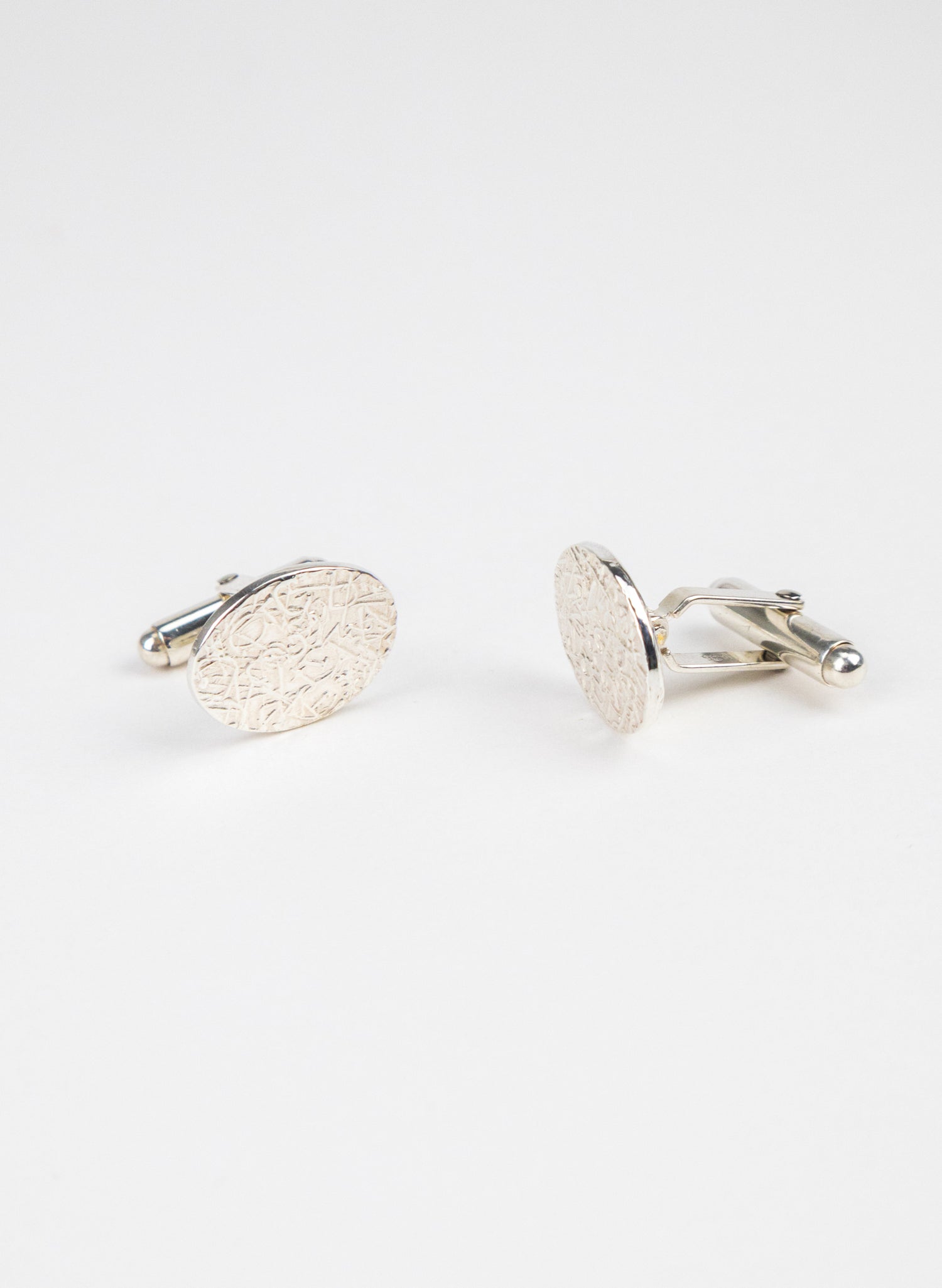 Silver Oval Texture Cufflinks
