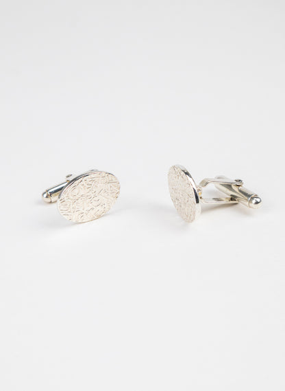 Silver Oval Texture Cufflinks