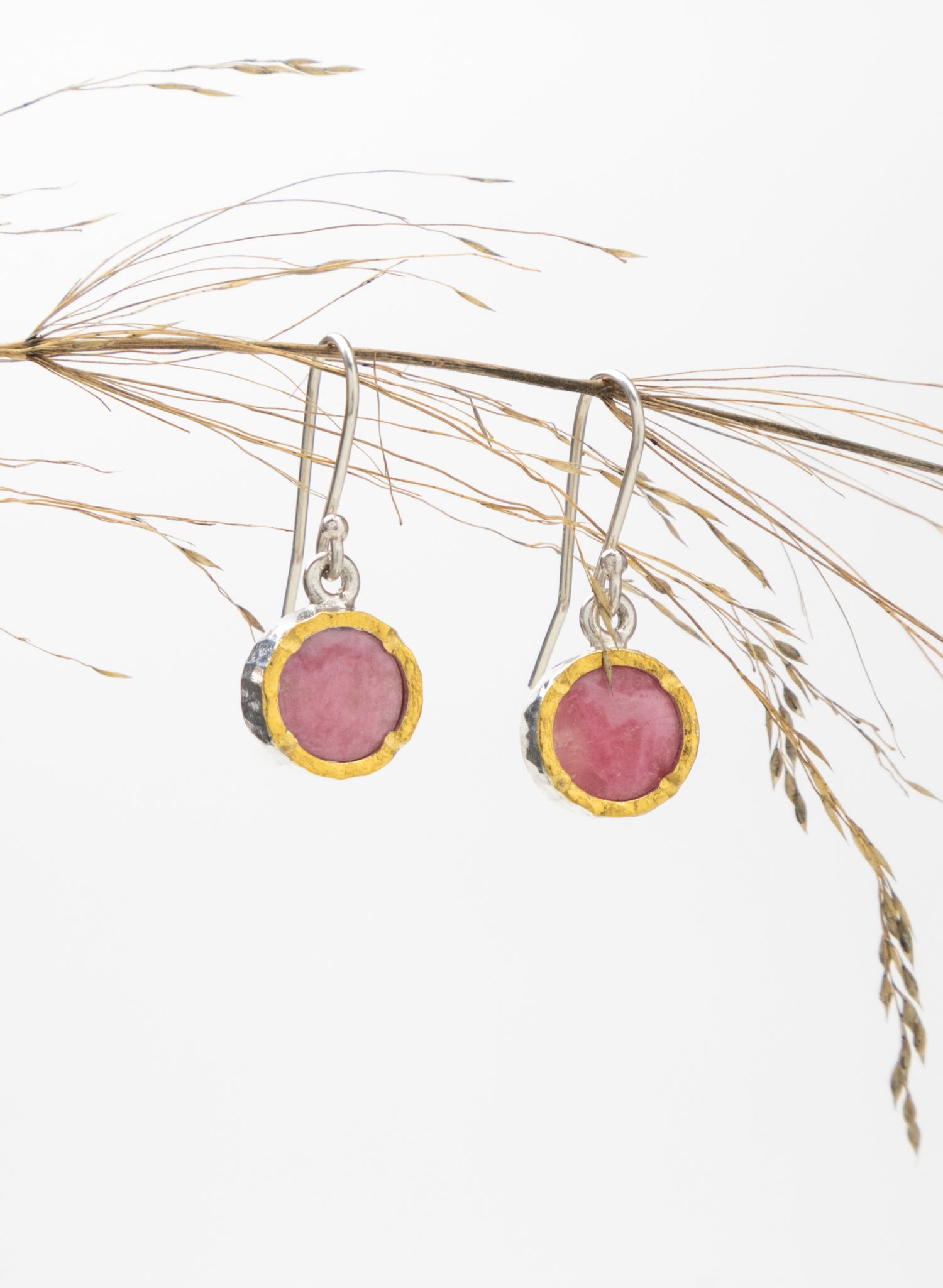 Round Rhodinite Earrings