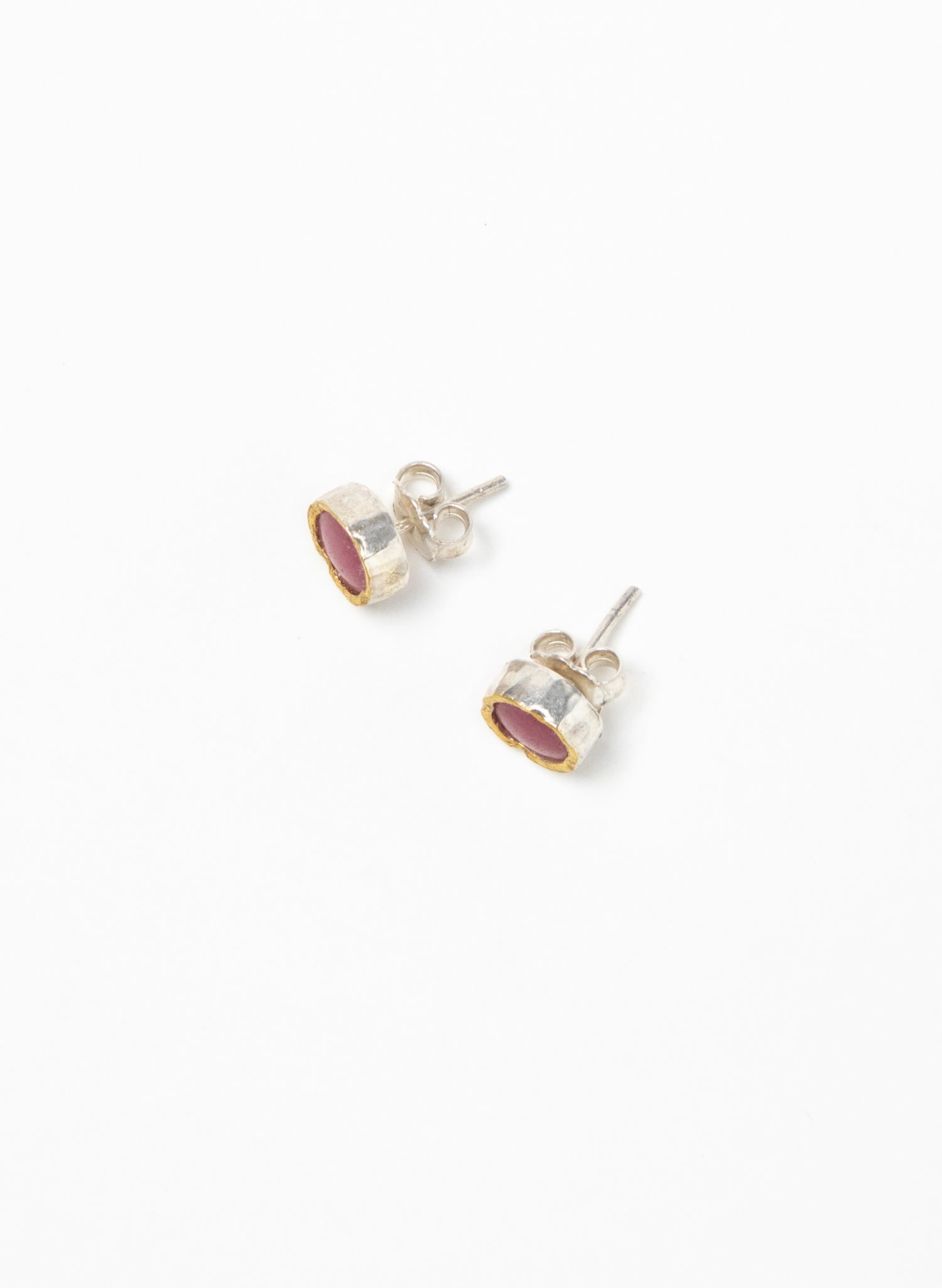 Round Rhodinite Stud Earrings