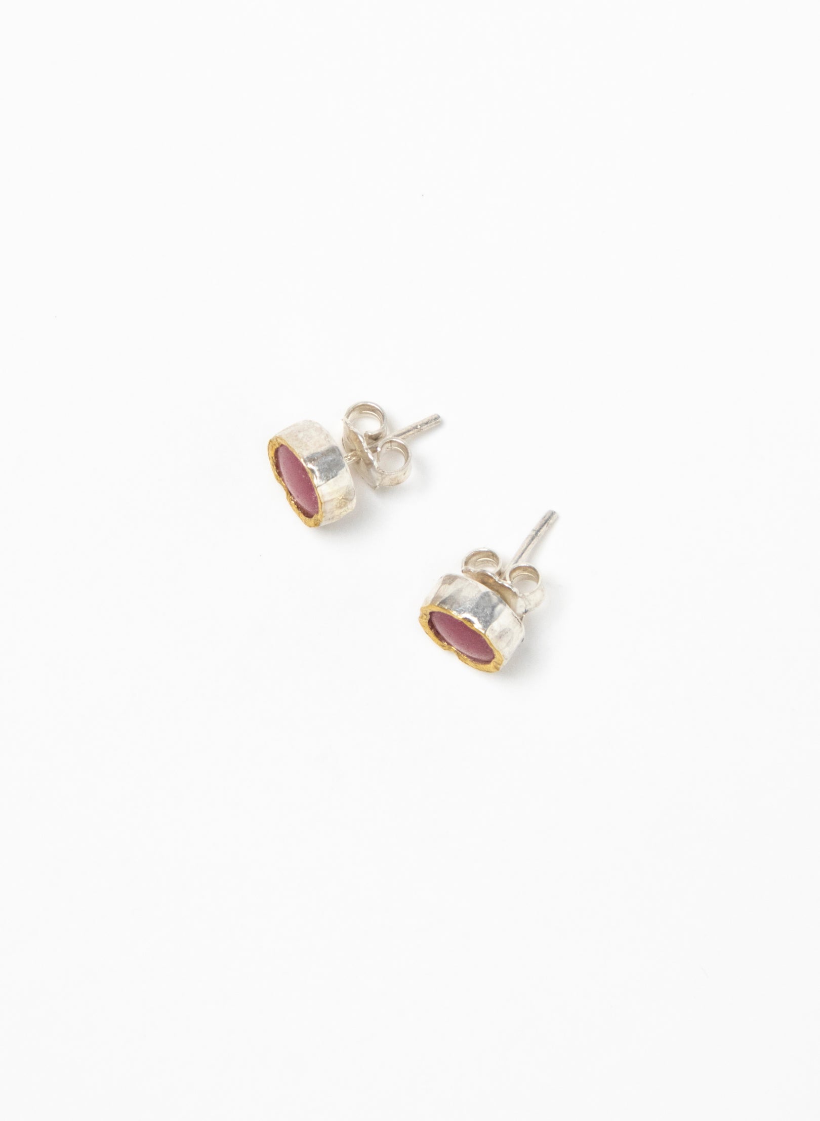 Round Rhodinite Stud Earrings