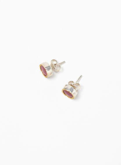 Round Rhodinite Stud Earrings