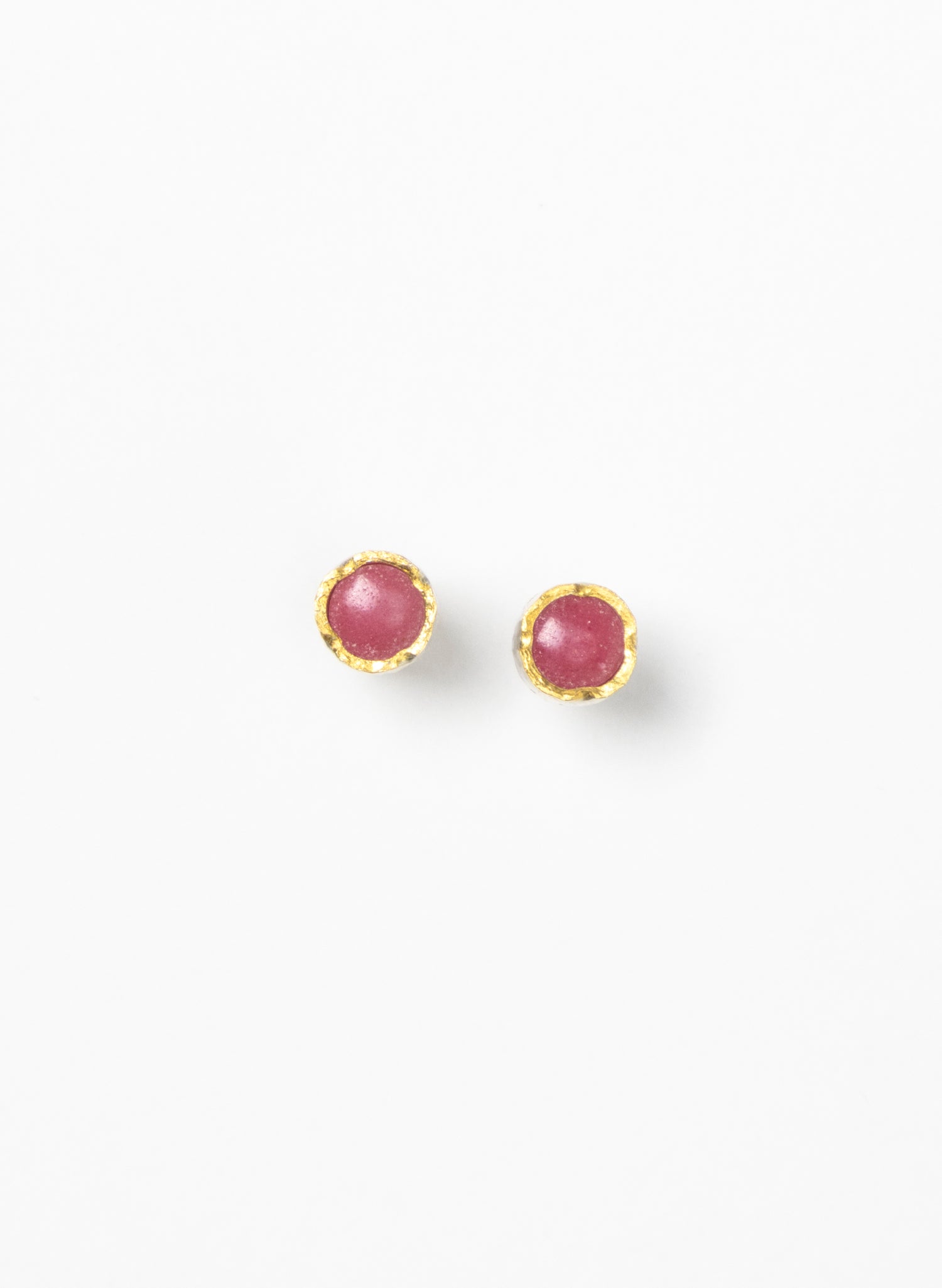 Round Rhodinite Stud Earrings