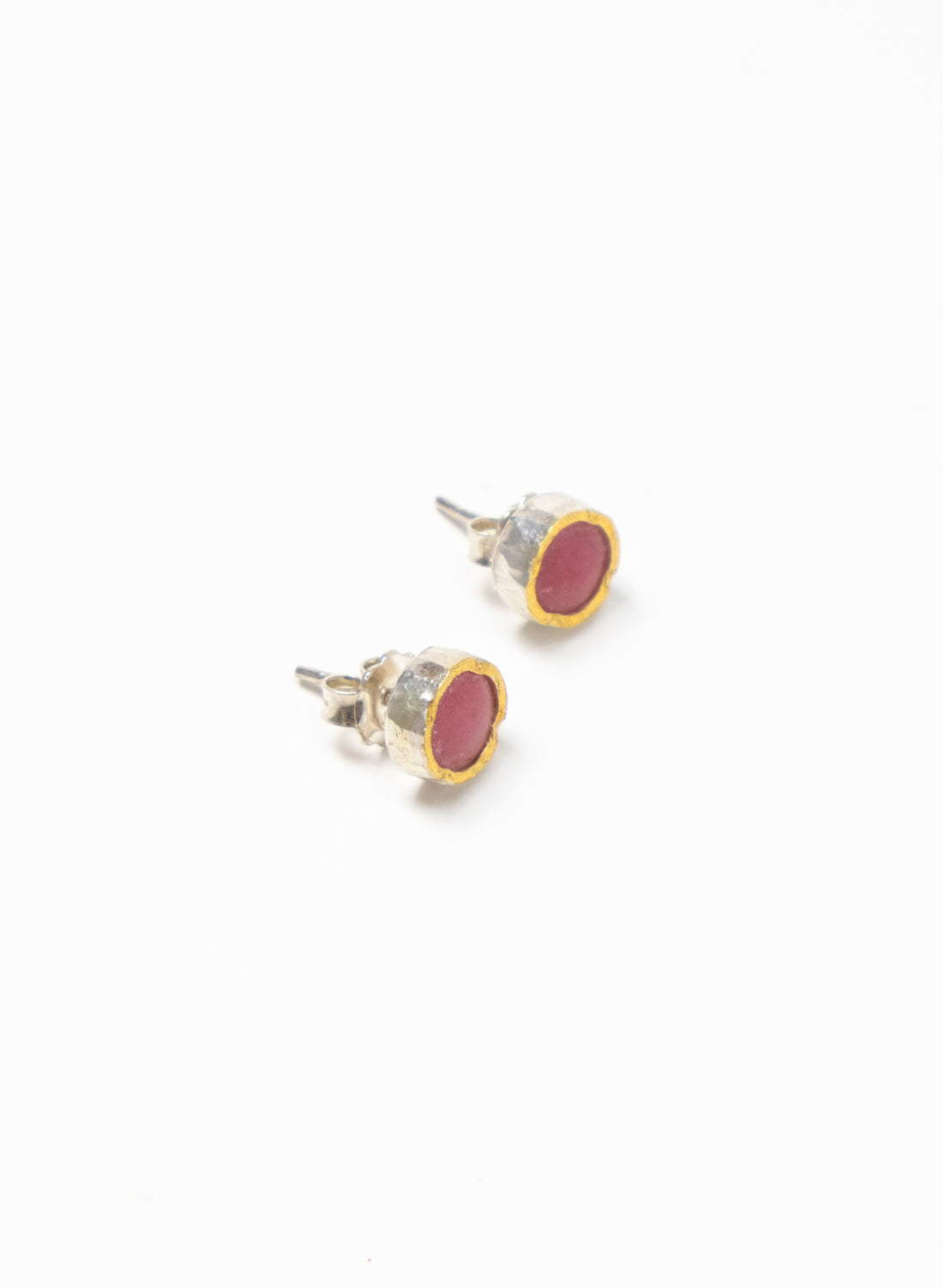 Round Rhodinite Stud Earrings