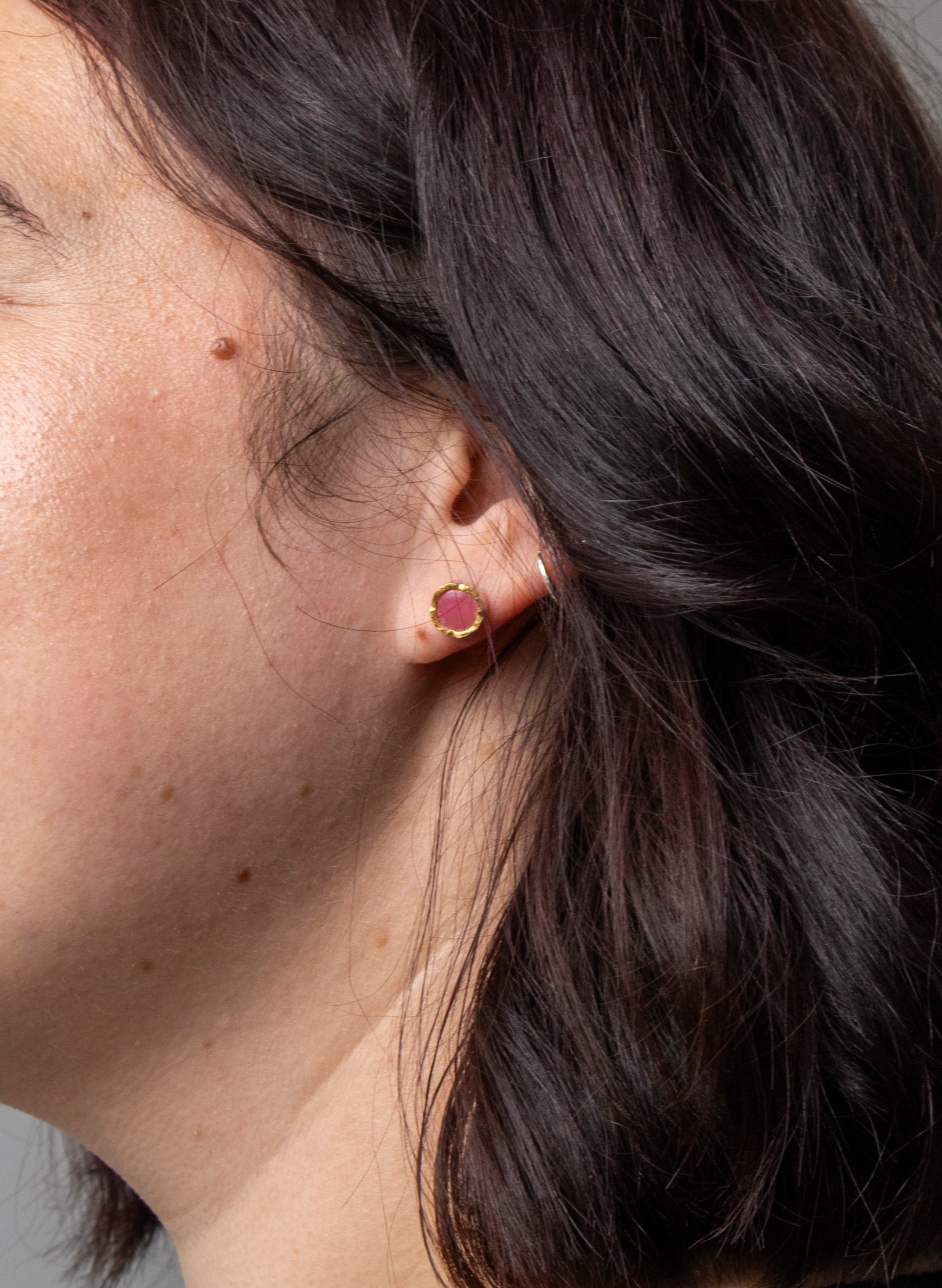 Round Rhodinite Stud Earrings