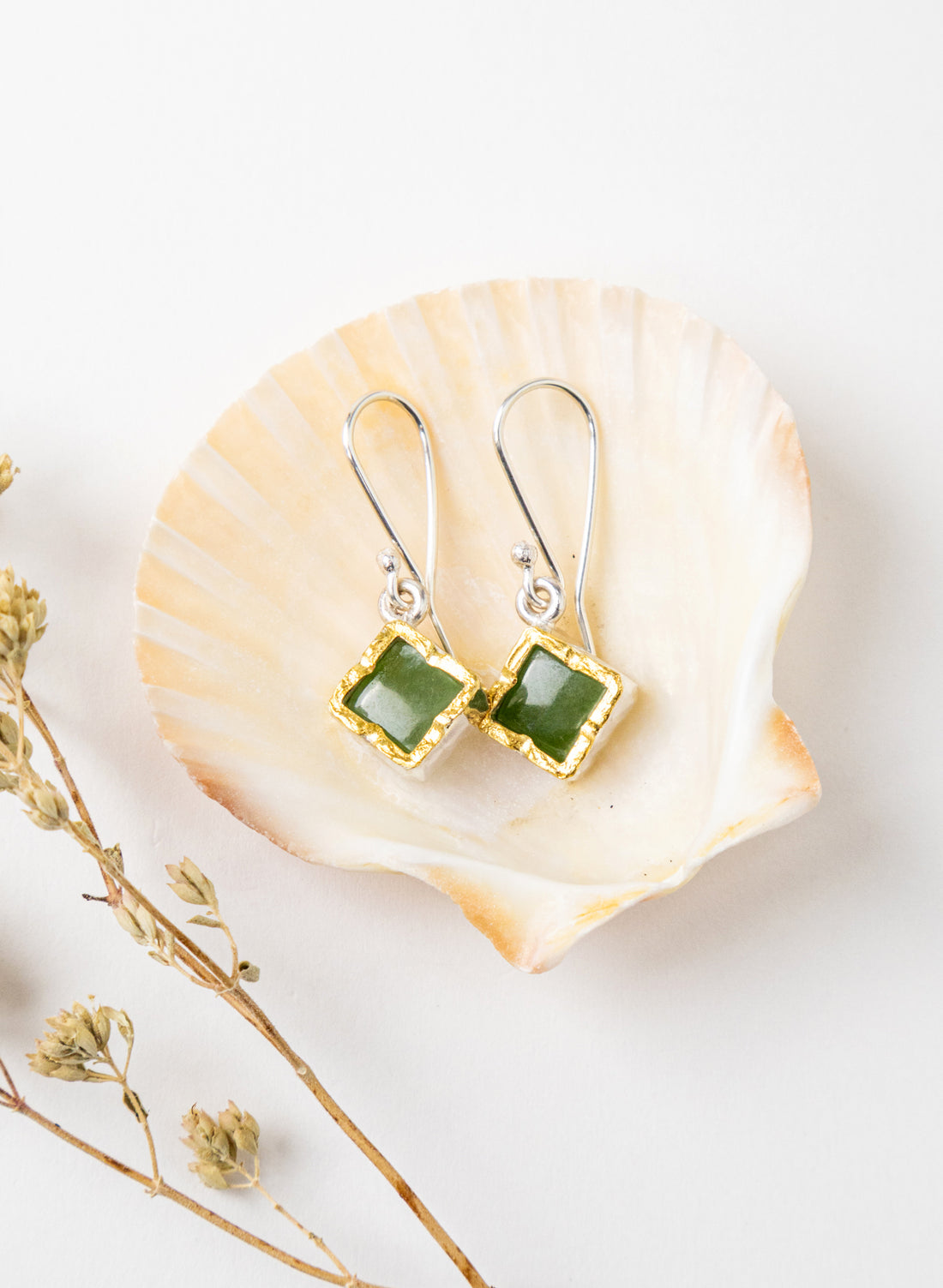 Square Pounamu Earrings
