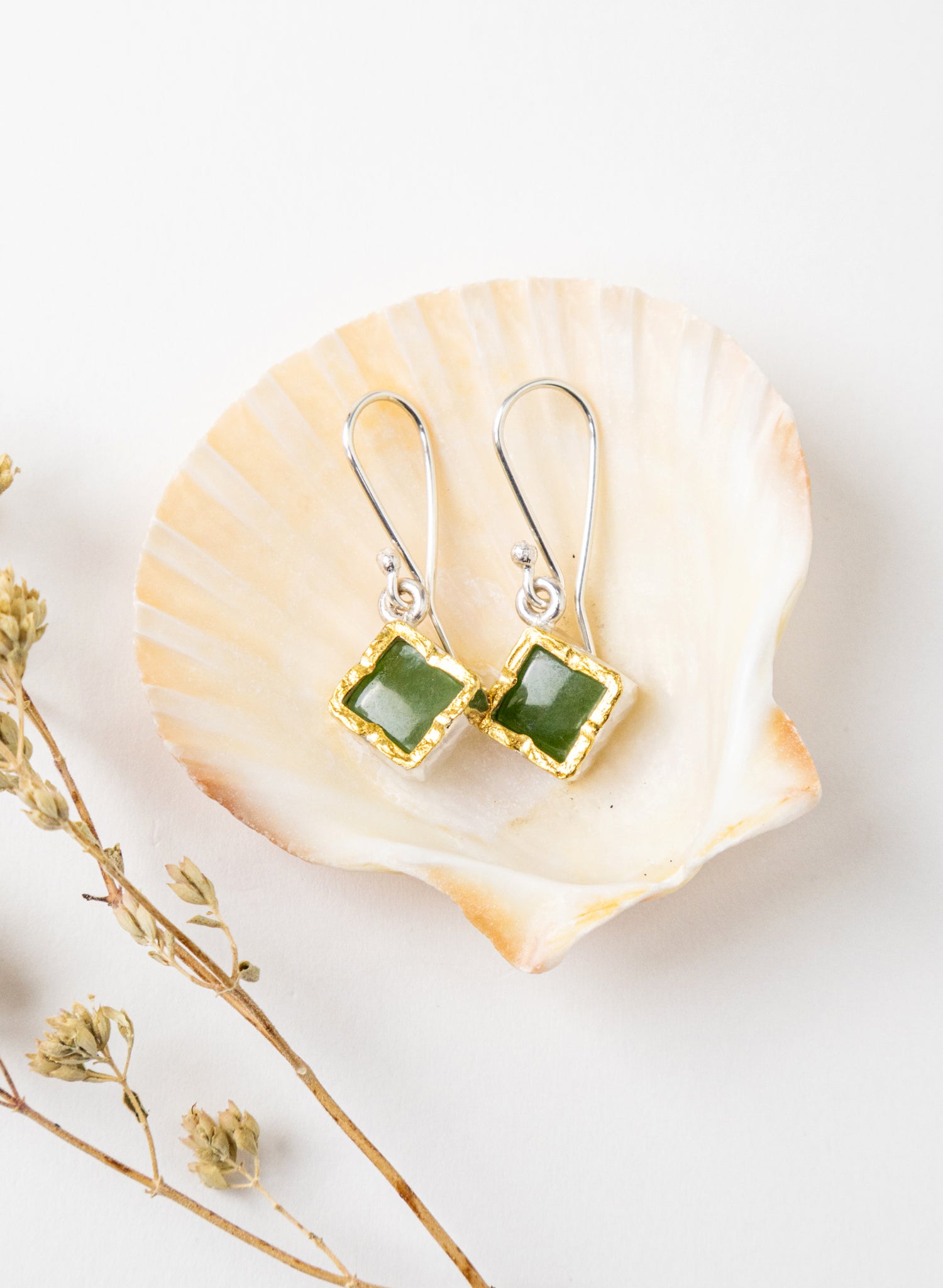 Square Pounamu Earrings