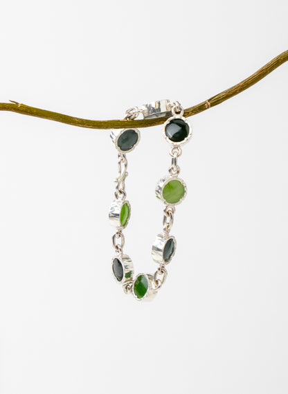 8 Stone Pounamu Bracelet - Sterling Silver