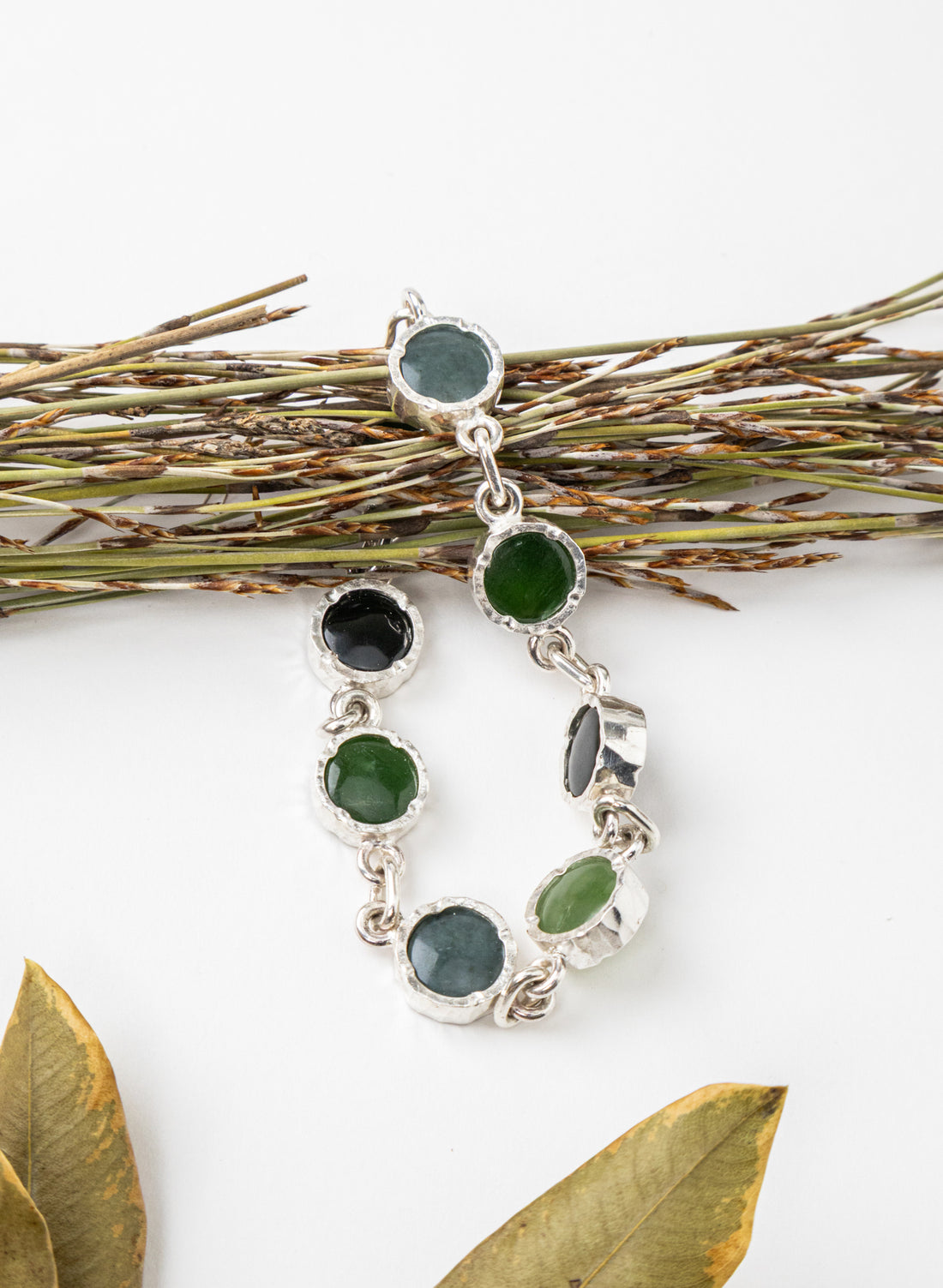 8 Stone Pounamu Bracelet - Sterling Silver