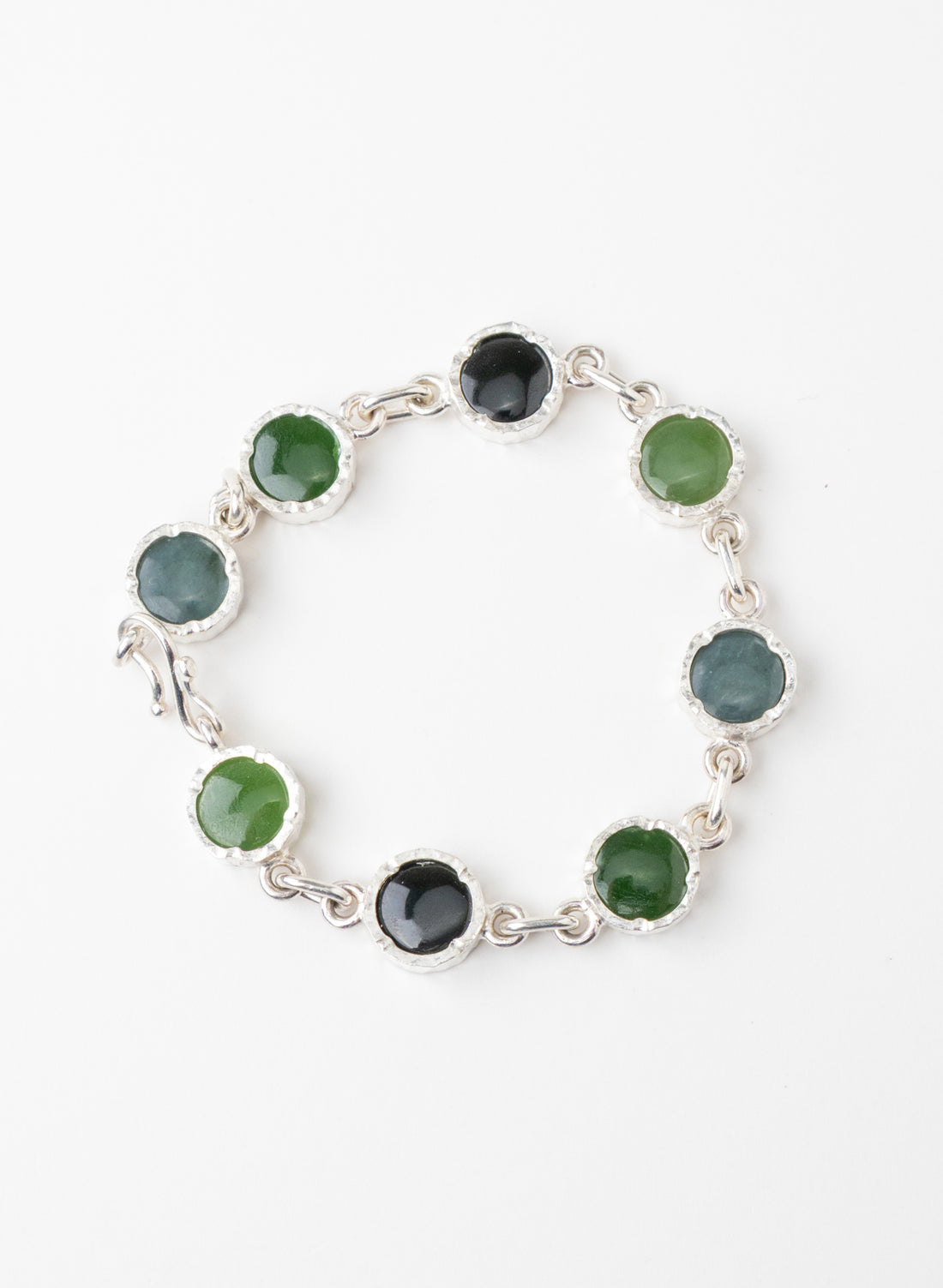 8 Stone Pounamu Bracelet - Sterling Silver