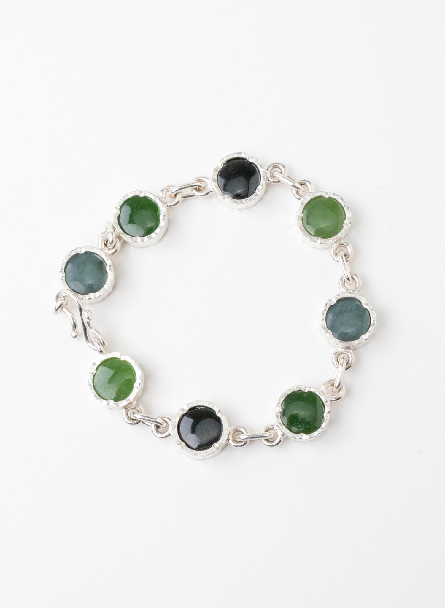 8 Stone Pounamu Bracelet - Sterling Silver