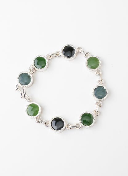 8 Stone Pounamu Bracelet - Sterling Silver