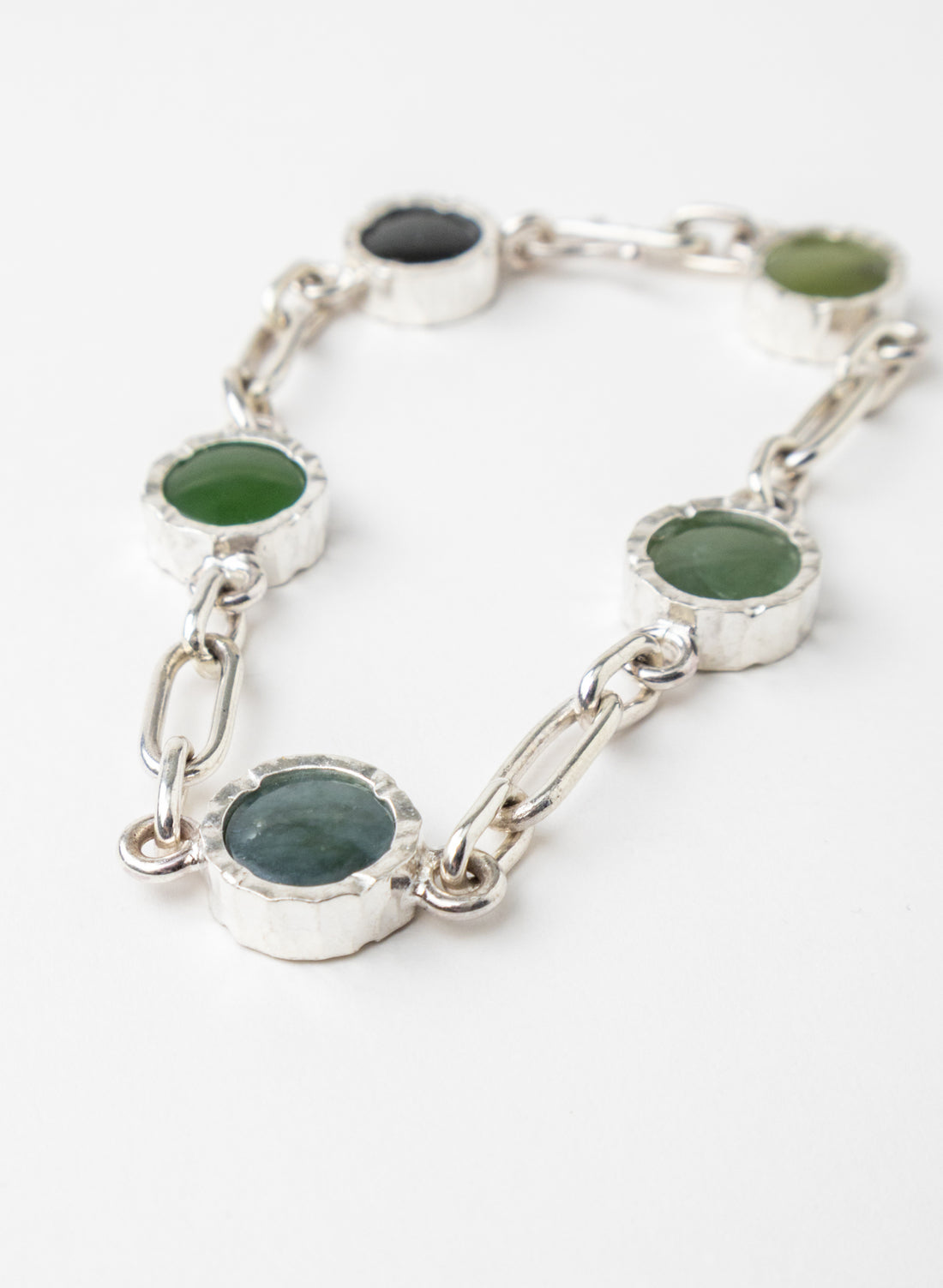 5 Stone Pounamu Bracelet - Sterling Silver