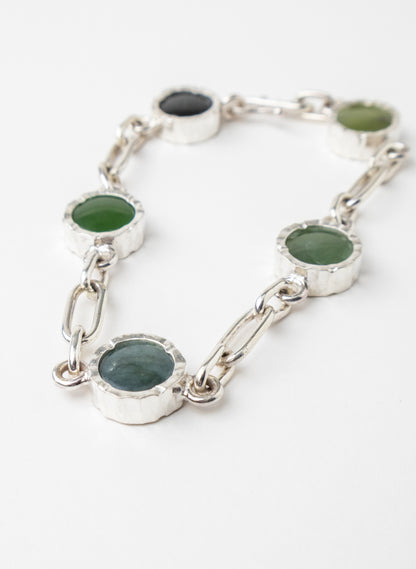 5 Stone Pounamu Bracelet - Sterling Silver