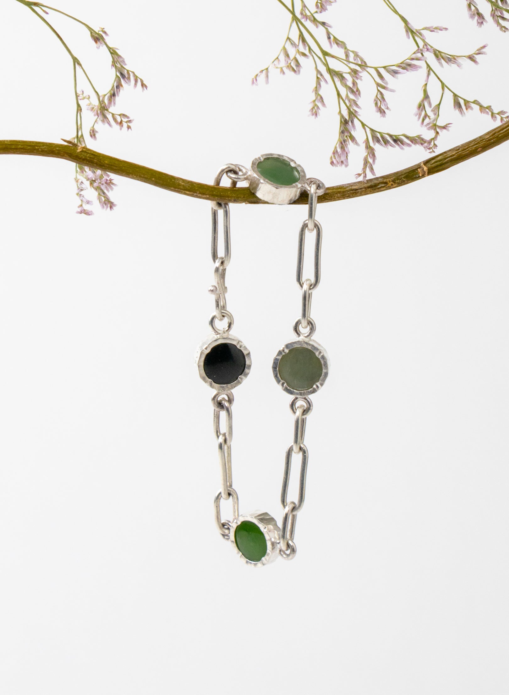 4 Stone Pounamu Bracelet - Sterling Silver