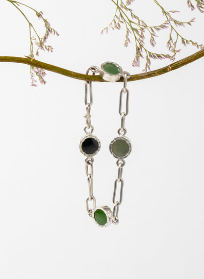 4 Stone Pounamu Bracelet - Sterling Silver
