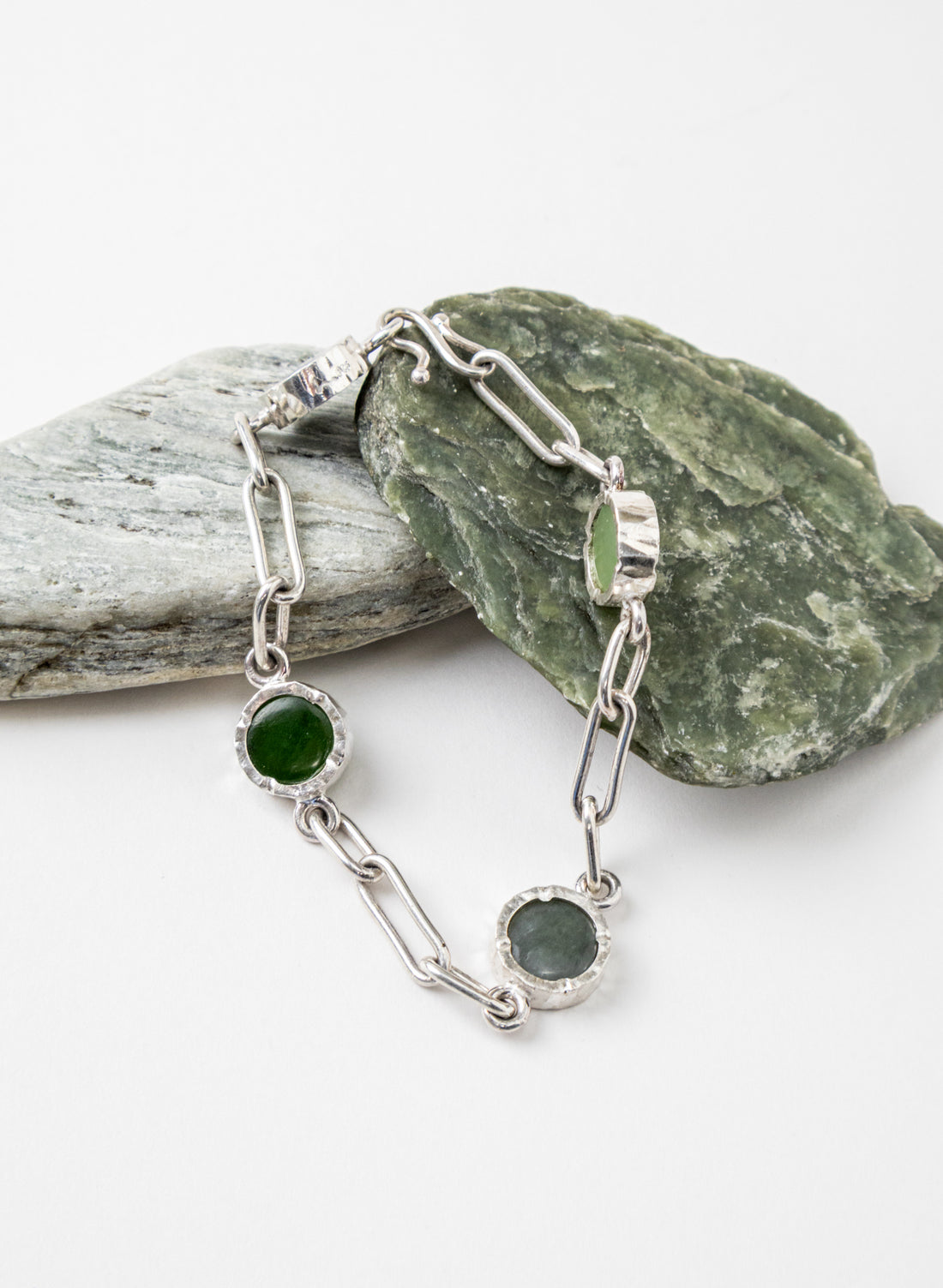 4 Stone Pounamu Bracelet - Sterling Silver