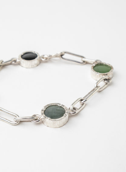 4 Stone Pounamu Bracelet - Sterling Silver