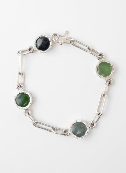 4 Stone Pounamu Bracelet - Sterling Silver