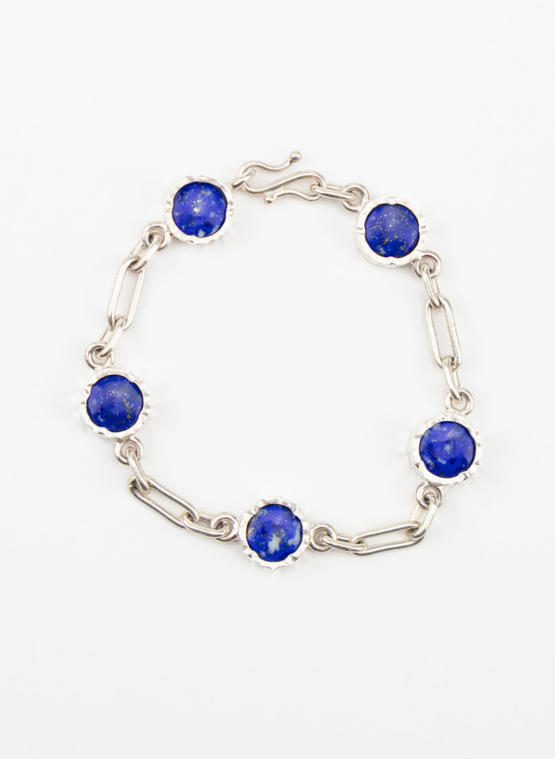5 Stone Lapis Lazuli Bracelet - Sterling Silver