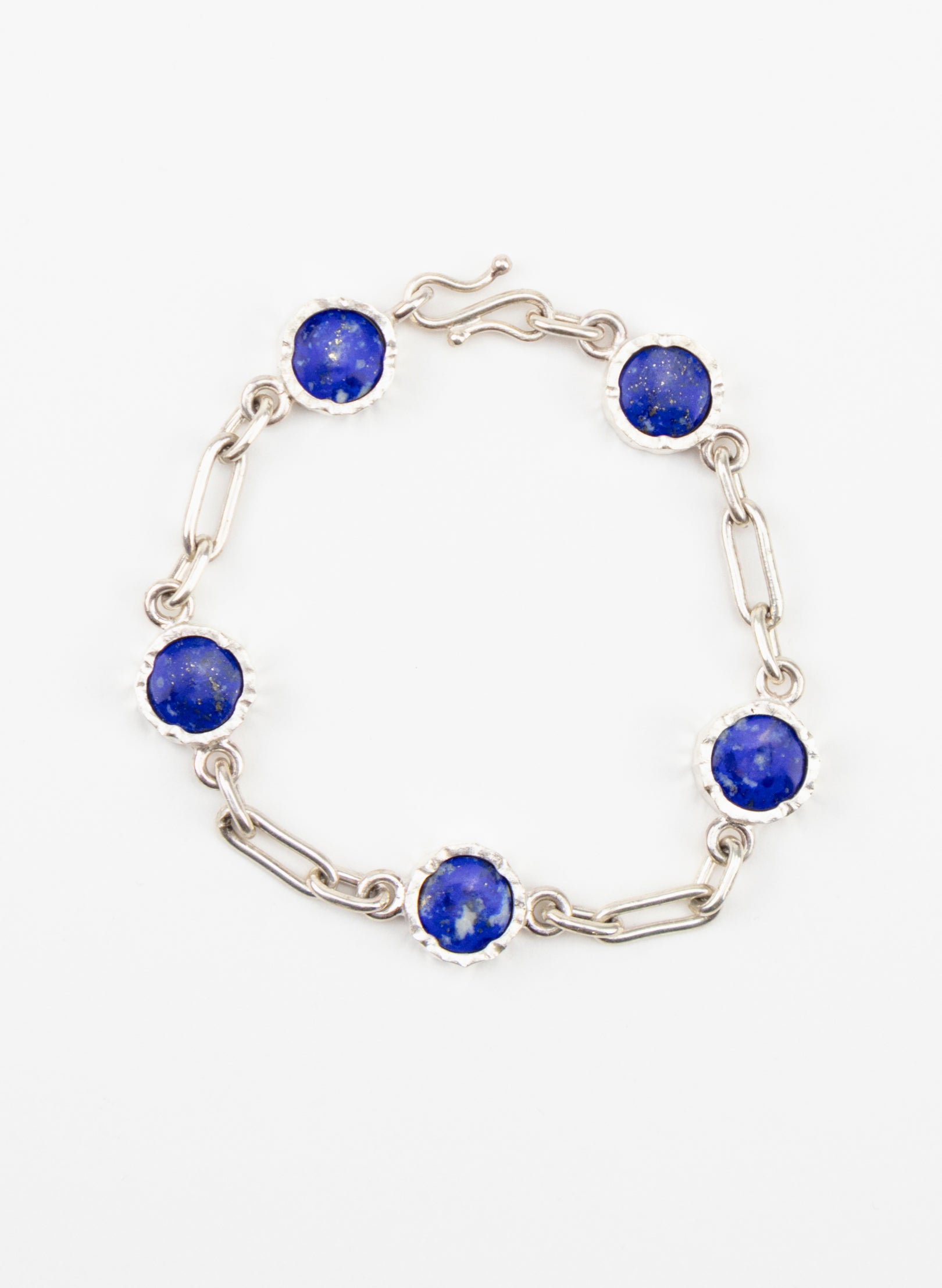 5 Stone Lapis Lazuli Bracelet - Sterling Silver