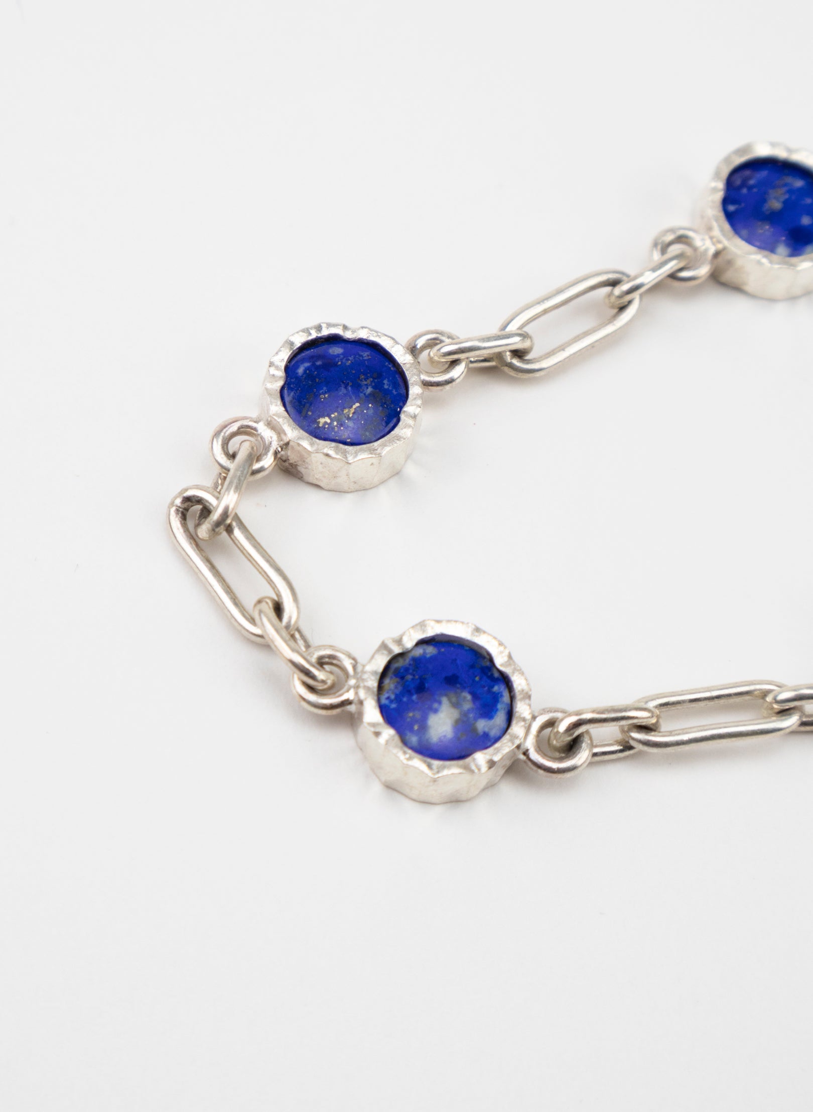 5 Stone Lapis Lazuli Bracelet - Sterling Silver