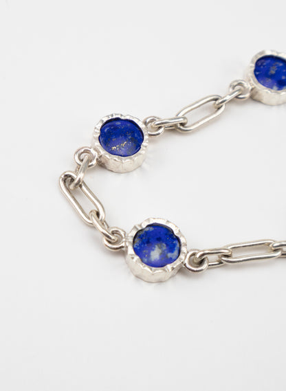 5 Stone Lapis Lazuli Bracelet - Sterling Silver