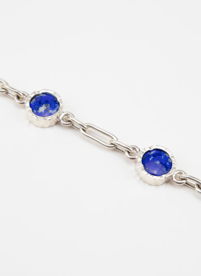 5 Stone Lapis Lazuli Bracelet - Sterling Silver
