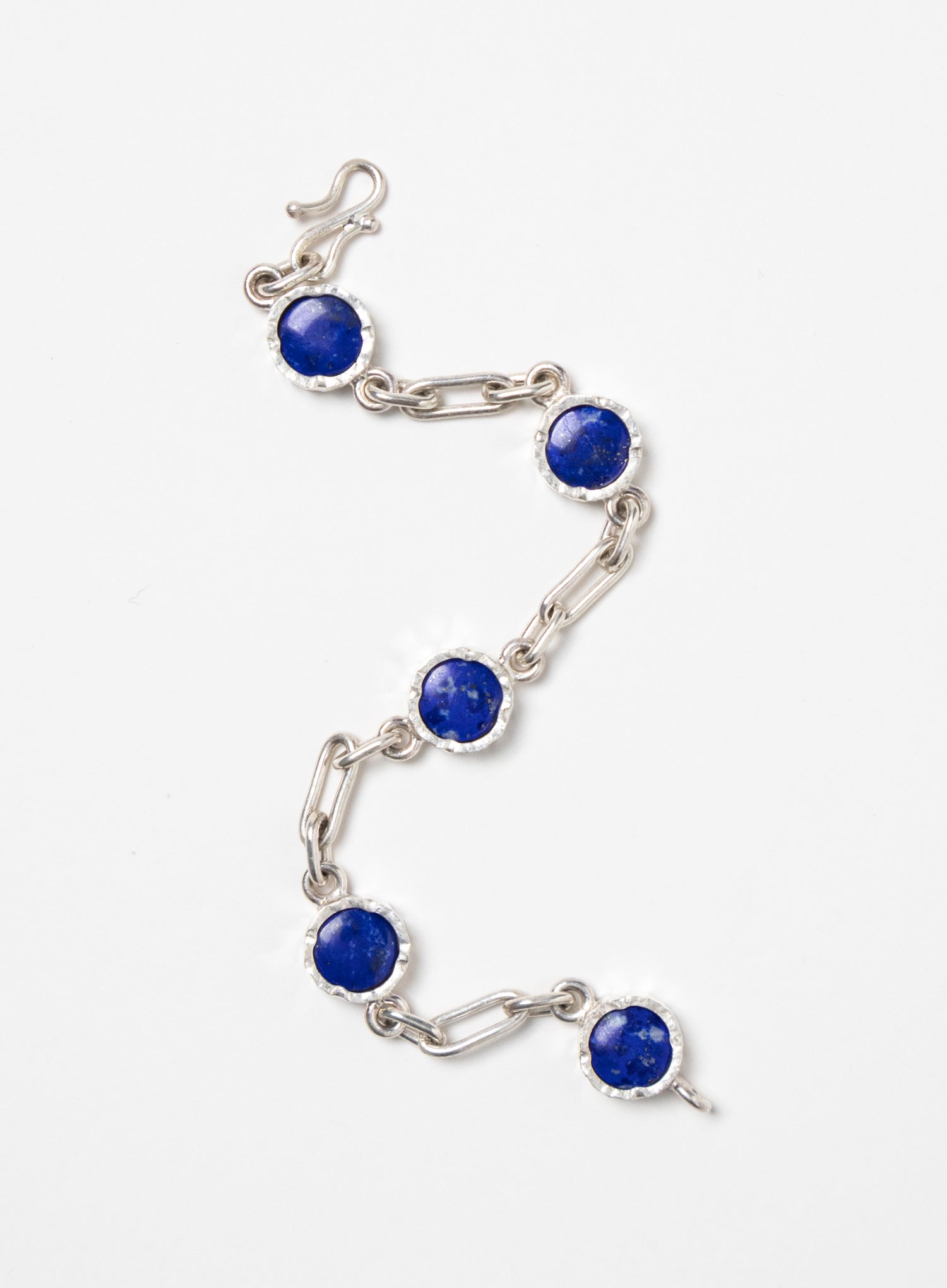 5 Stone Lapis Lazuli Bracelet - Sterling Silver